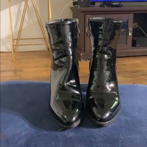 Pleather high ankle boots